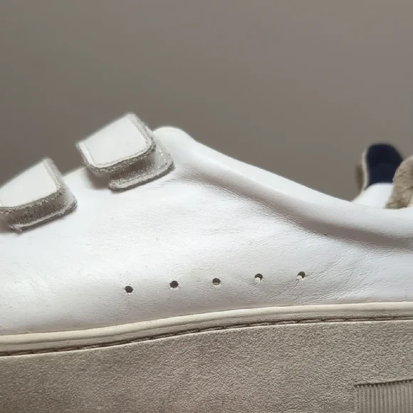 Sandro White Leather Velcro Sneakers - Picture 3 of 10